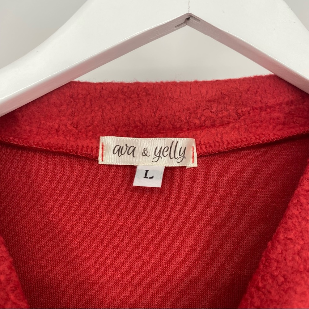 Ava & Yelly Kids Girls' Keyhole Tie Front Mock Neck Sweater Red Orange L NWT - Picture 4 of 4